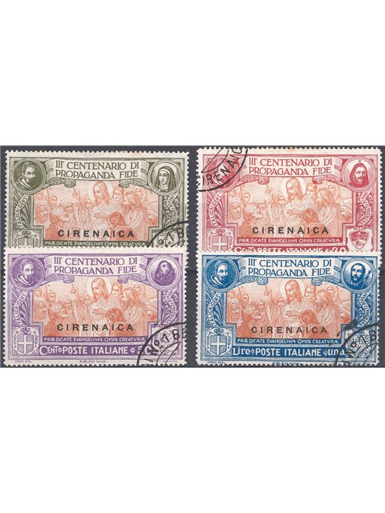 Cyrenaica 1923 Propaganda Fide series no. 1/4 with faint postmarks Cat. €350 (U)