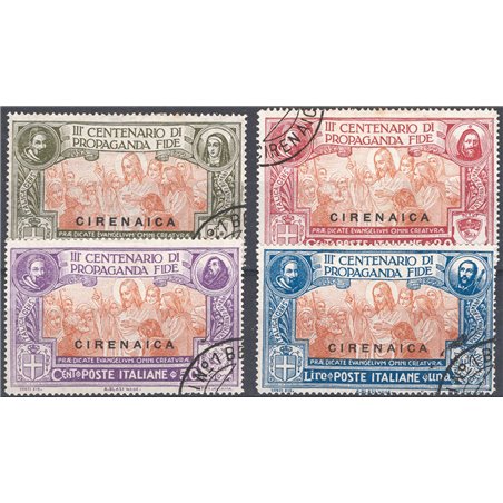 Cirenaica 1923 Propaganda Fide serie n° 1/4 con annulli poco leggibili Cat. € 350 (U)