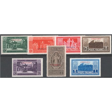 Cirenaica 1929 Montecassino serie n° 53/59 Cat. € 120 (*)