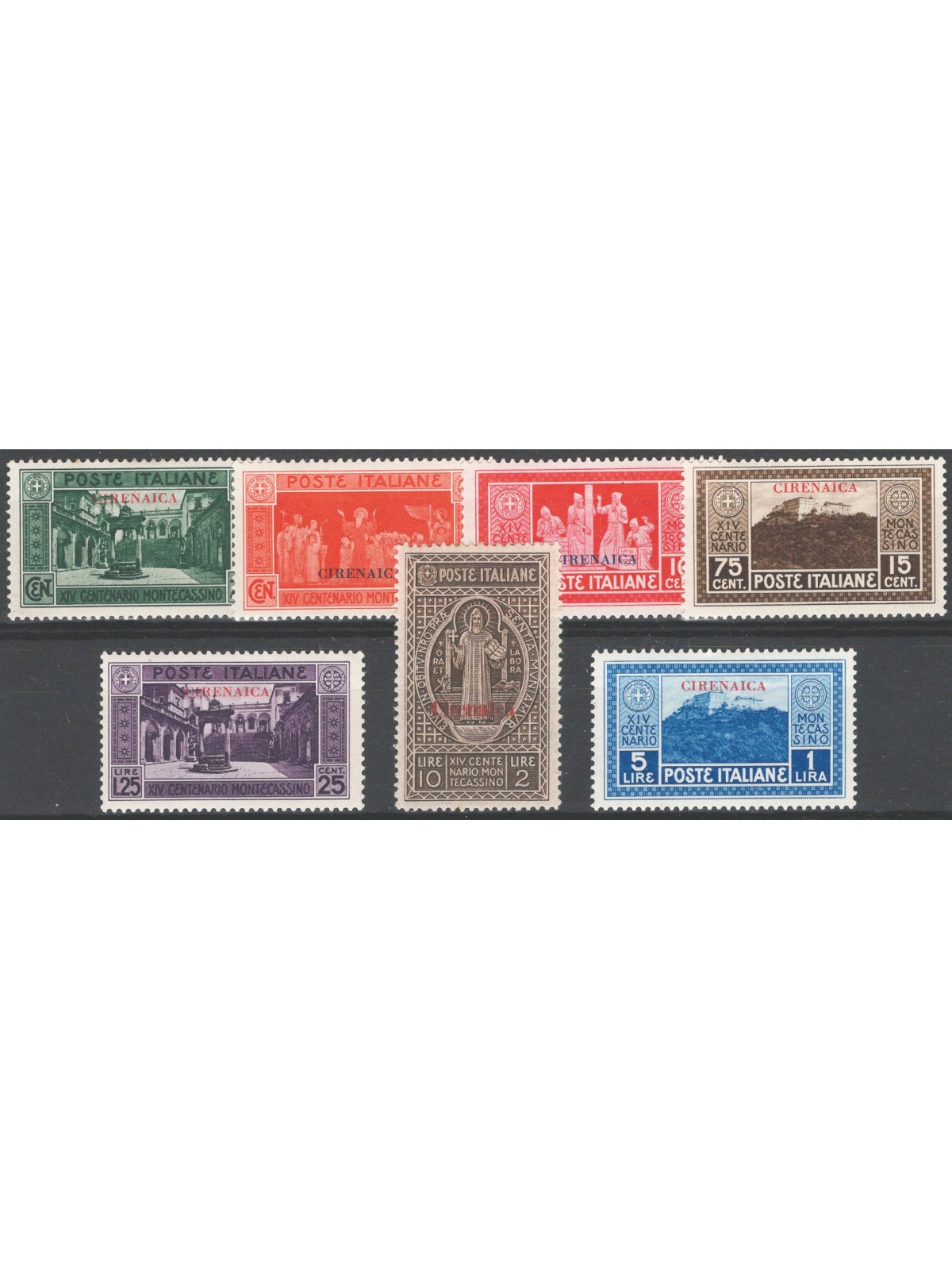 Cyrenaica 1929 Montecassino series no. 53/59 Cat. €120 (*)