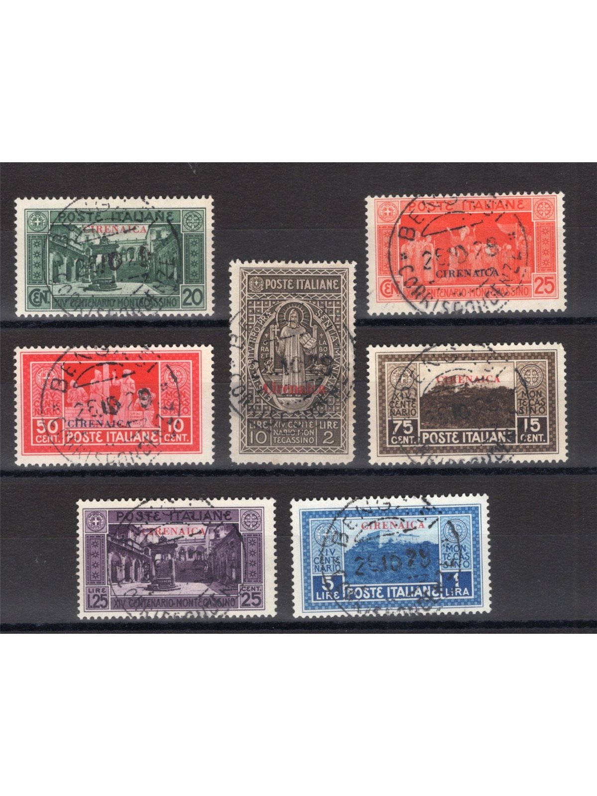 Cyrenaica 1929 Montecassino series no. 53/59 Cat. €350 (U)