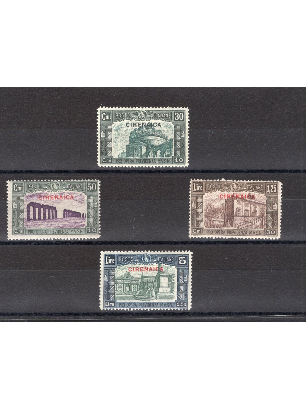 Cirenaica 1930 Milizia III serie n° 68/71 Cert. CiBaFil Cat. € 400 (*)