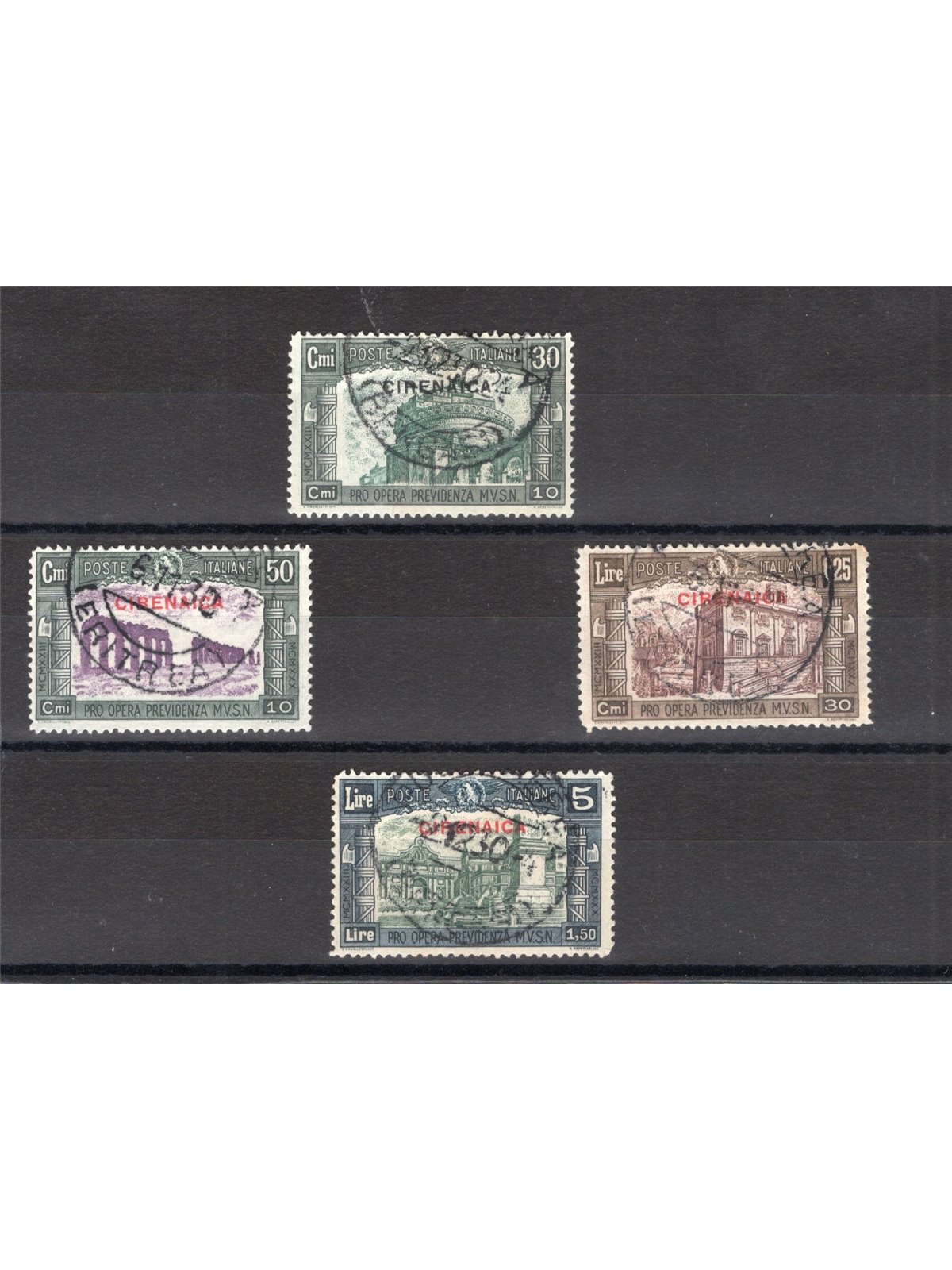 Cirenaica 1930 Milizia III serie n° 68/71 Cert. CiBaFil Cat. € 900 (U)