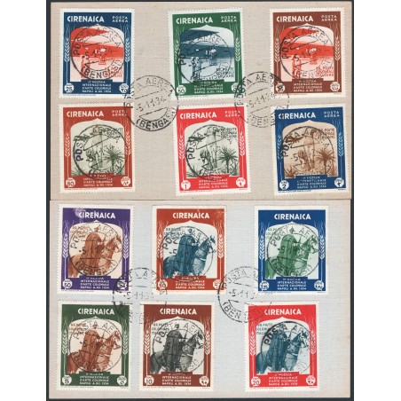 Cirenaica 1934 Mostra coloniale su due buste serie n° 93/98 + P.A. 24/29 Cat. € 400 (U)