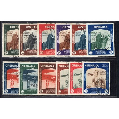 Cyrenaica 1934 Colonial Exhibition with barely legible cancellations series no. 93/98 + P.A. 24/29 Cat. €400 (U)