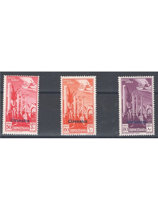 Cyrenaica 1932 Overprinted P.A. series nos. 1/3 Cat. €50 (**)