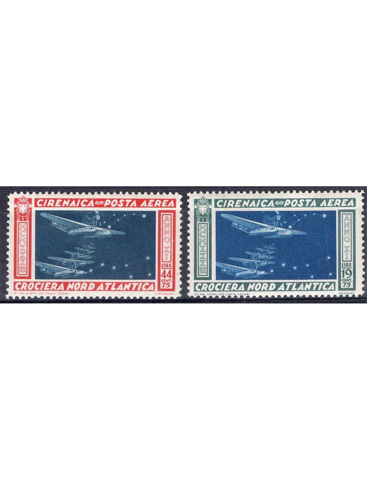 Cyrenaica 1933 P.A. Balbo Cruise series no. 18/19 Cat. €75 (*)