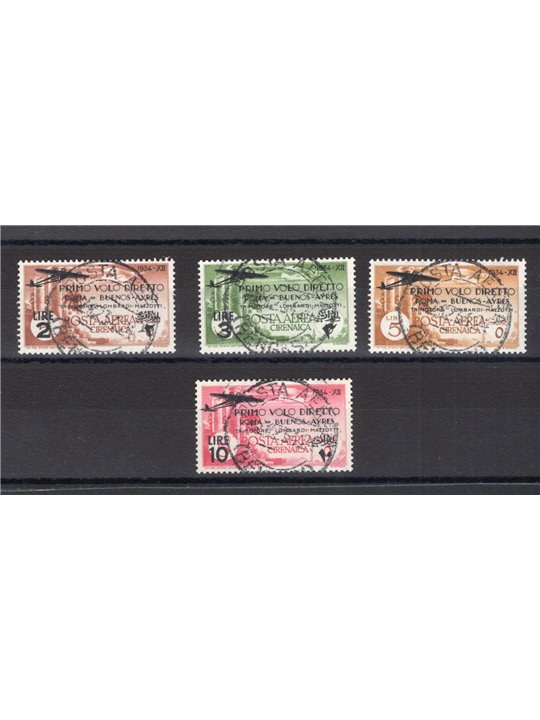 Cyrenaica 1934 P.A. 1st Flight Rome–Buenos Aires series no. 20/23 CiBaFil cert. CiBaFil Cat. €500 (U)