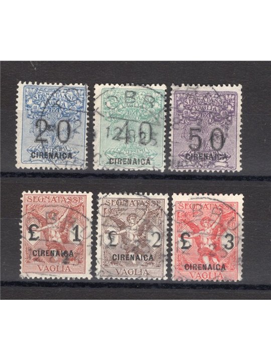 Cyrenaica 1924 Overprinted money order tax stamp series no. 1/6 CiBaFil certificate Cat. €1,000 (U)