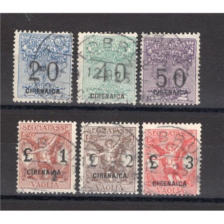 Cirenaica 1924 Segnatasse vaglia soprast. serie n° 1/6 Cert. CiBaFil Cat. € 1.000 (U)
