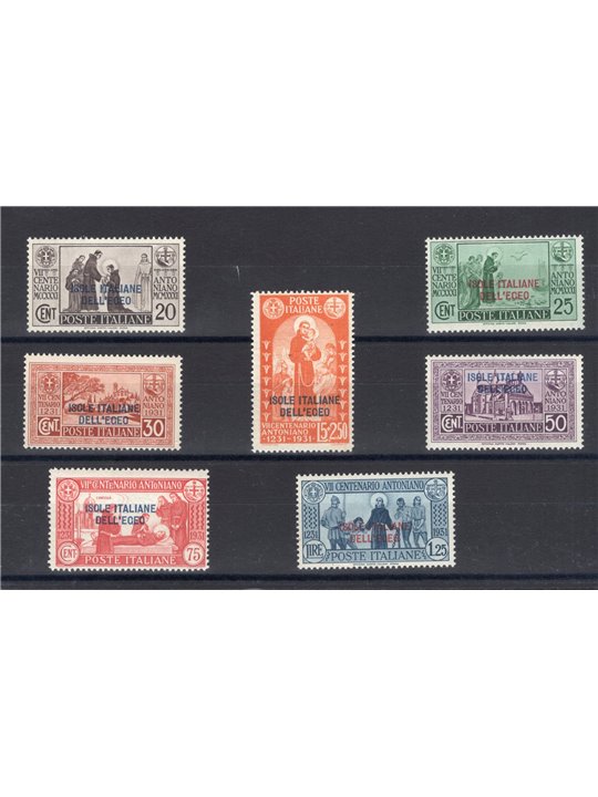 Egeo 1931 S. Antonio serie n° 37/43 Cert. Biondi Cat. € 1.250 (**)
