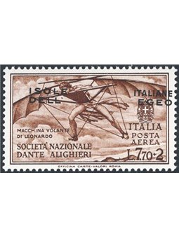 Aegean 1932 Dante P.A. 7.70 with oblique overprint no. 12a. Signed by Chia. Cat. €210 (**)