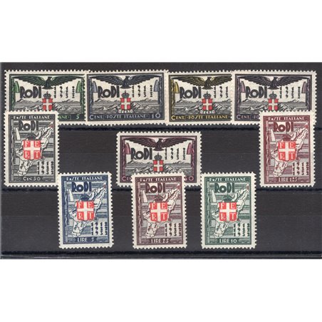 Egeo 1932 Ventennale dell'Occupazione serie n° 65/74 Cert. CiBaFil Cat. € 1.500 (**)