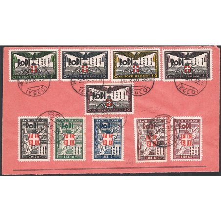 Egeo 1932 Ventennale dell'occupazione serie su frammento serie n° 65/71 Cat. € 2.200++ (U) 