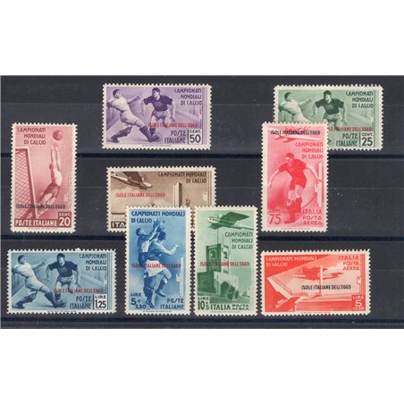 Aegean 1934 Football series no. 75/79 + P.A. 34/37 Cert. Biondi Cat. €2,900 (**)