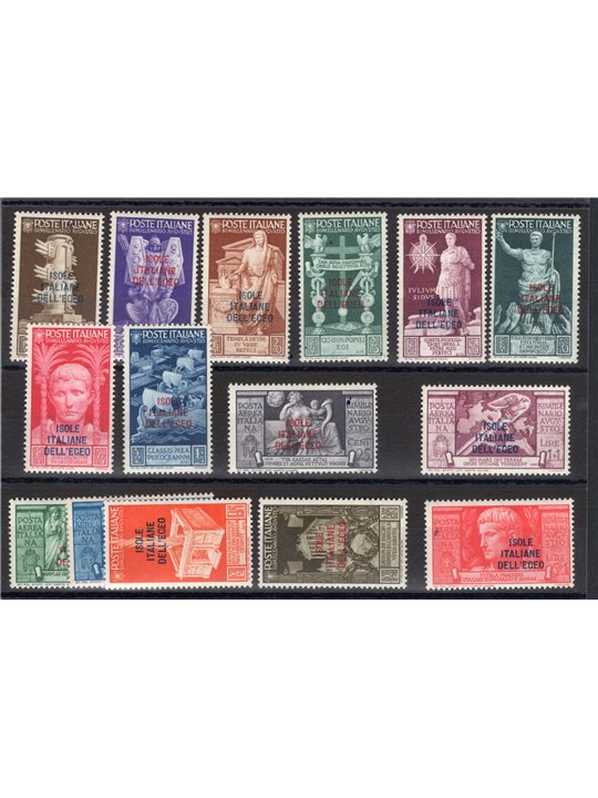 Egeo 1938 Bimillenario Augusto serie n° 99/108 + P.A. 47/51 Cert. CiBaFil Cat. € 650 (**)
