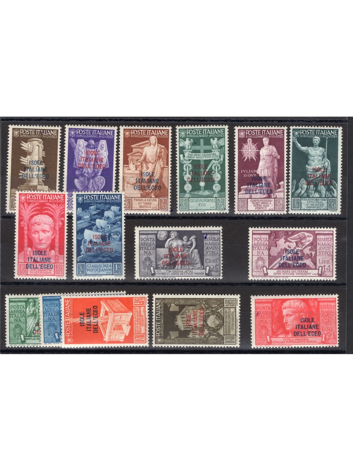 Aegean 1938 Augustus’s Bimillennium series nos. 99/108 + P.A. 47/51 CiBaFil certificate Cat. €650 (**)