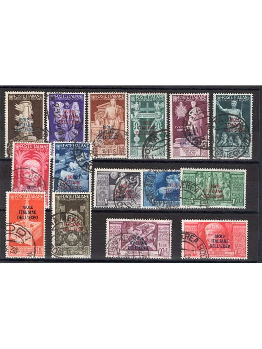 Egeo 1938 Bimillenario Augusto serie n° 99/108 + P.A. 47/51 Cert. CiBaFil Cat. € 550 (U)