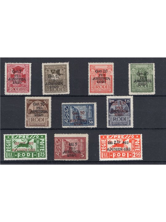 Egeo 1943 Pro Assistenza Egeo serie n° 118/25 + Ex 3/4 Cert. Biondi Cat. € 2.500 (**)