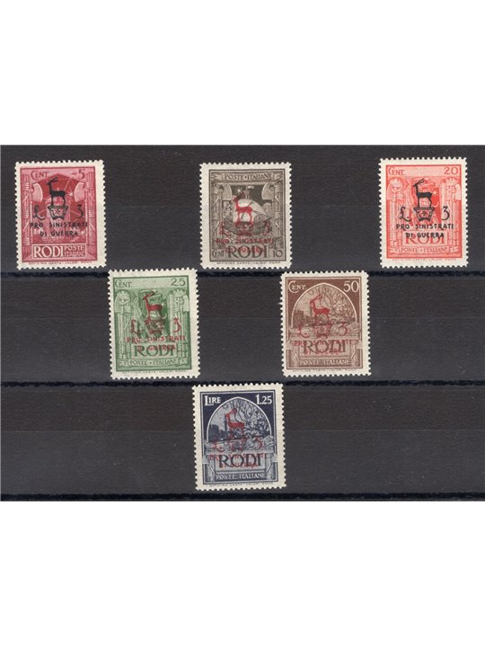 Egeo 1944 Pro for war victims series no. 126/31 CiBaFil certificate Cat. €500 (**)