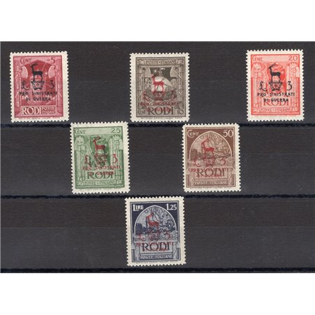 Egeo 1944 Pro for war victims series no. 126/31 CiBaFil certificate Cat. €500 (**)