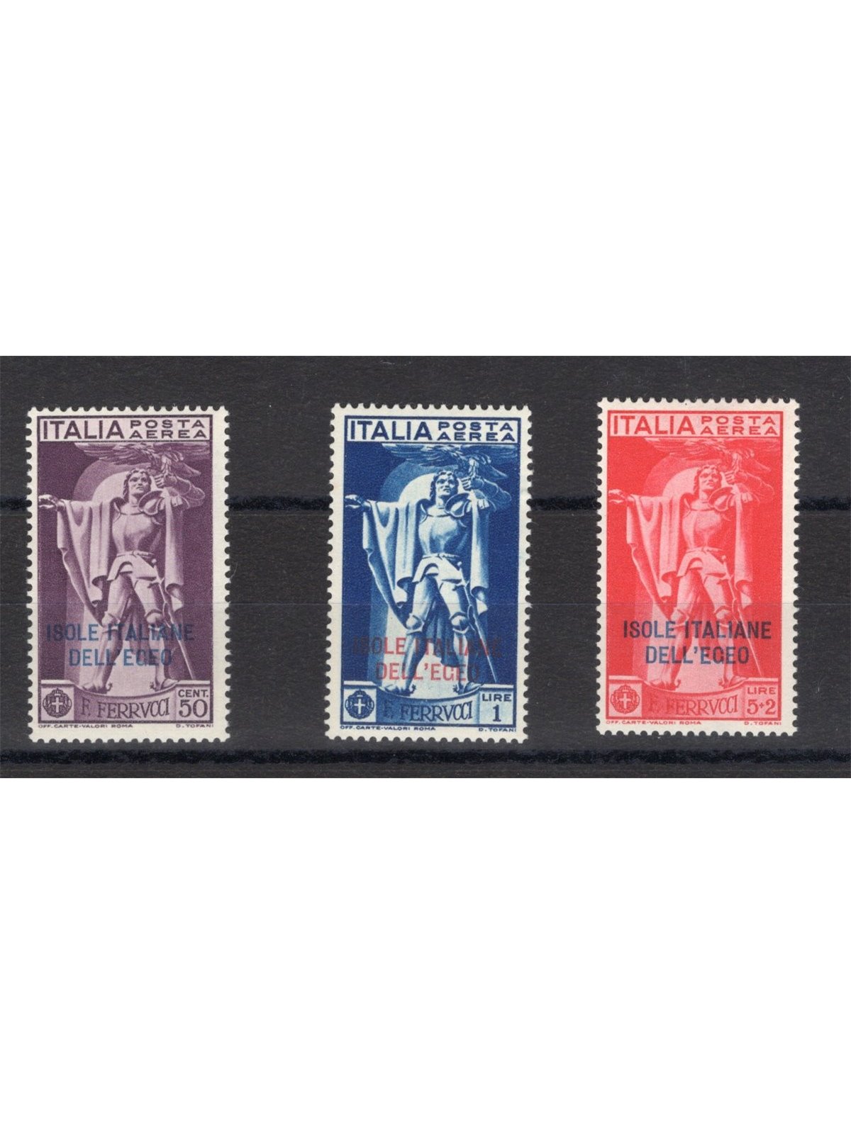 Egeo 1932 P.A. Ferrucci serial no. 1/3 CiBaFil certificate Cat. €250 (**)