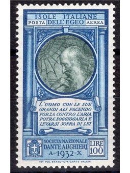Egeo 1932 P.A. Dante 100 £ no. 21 Cat. €75 (* *)