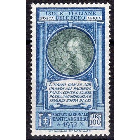 Egeo 1932 P.A. Dante 100 £ no. 21 Cat. €75 (* *)