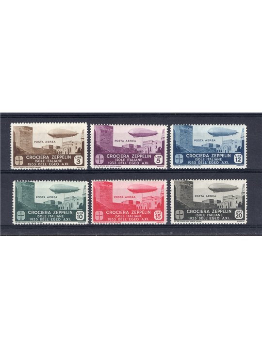 Egeo 1933 P.A. Zeppelin serie n° 22/27 Cert. Biondi Cat. € 3.000 (**)