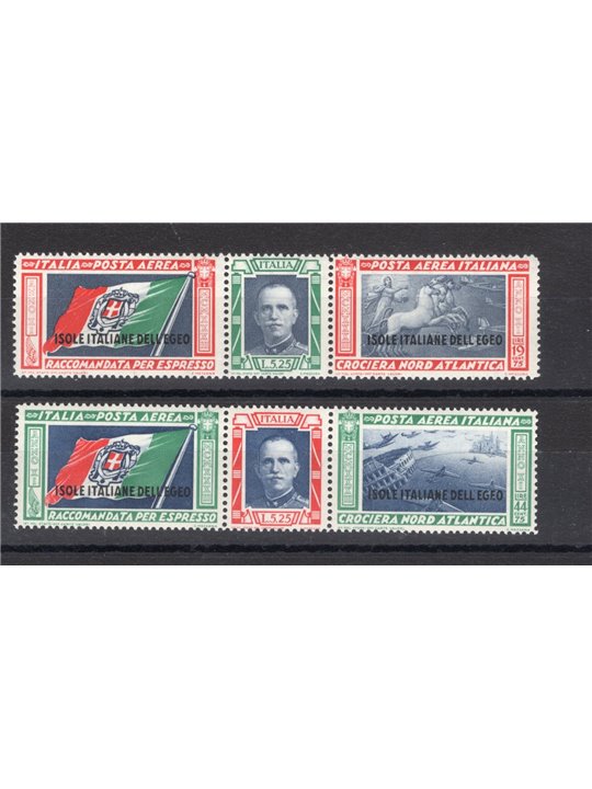 Aegean 1933 P.A. Balbo Triptychs series no. 28/ 29 Biondi Cert. Cat. €600 (**)