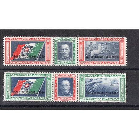 Egeo 1933 P.A. Trittici Balbo serie n° 28/29 Cert. Biondi Cat. € 600 (**)