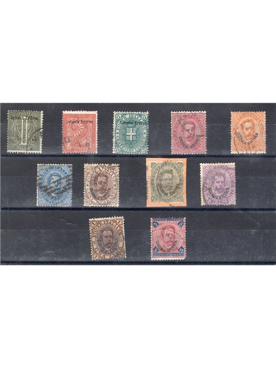 Eritrea 1893 Soprast. “Colonia Eritrea” serie n° 1/11 Cert. Apicella Cat. € 1.200 (U) 