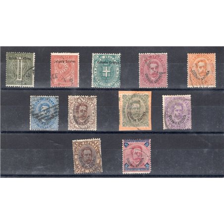 Eritrea 1893 Soprast. “Colonia Eritrea” serie n° 1/11 Cert. Apicella Cat. € 1.200 (U) 