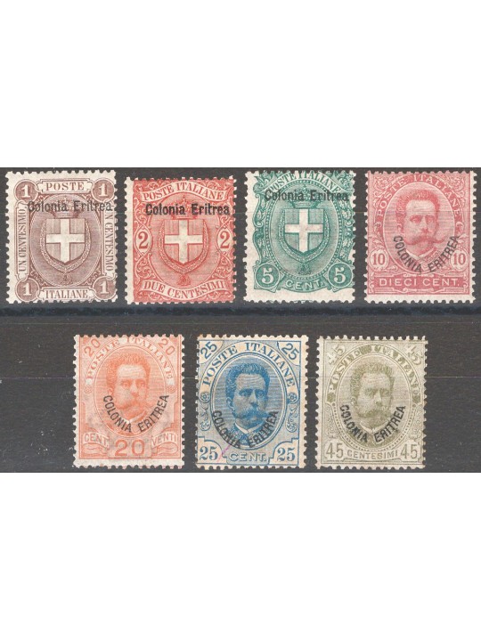 Eritrea 1895/99 Overprint series no. 12/18 Cat. €100 (*)