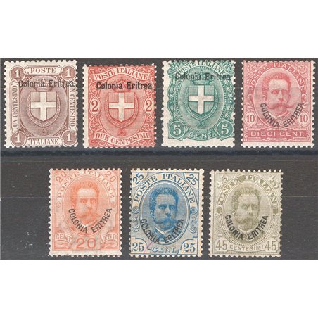 Eritrea 1895/99 Overprint series no. 12/18 Cat. €100 (*)