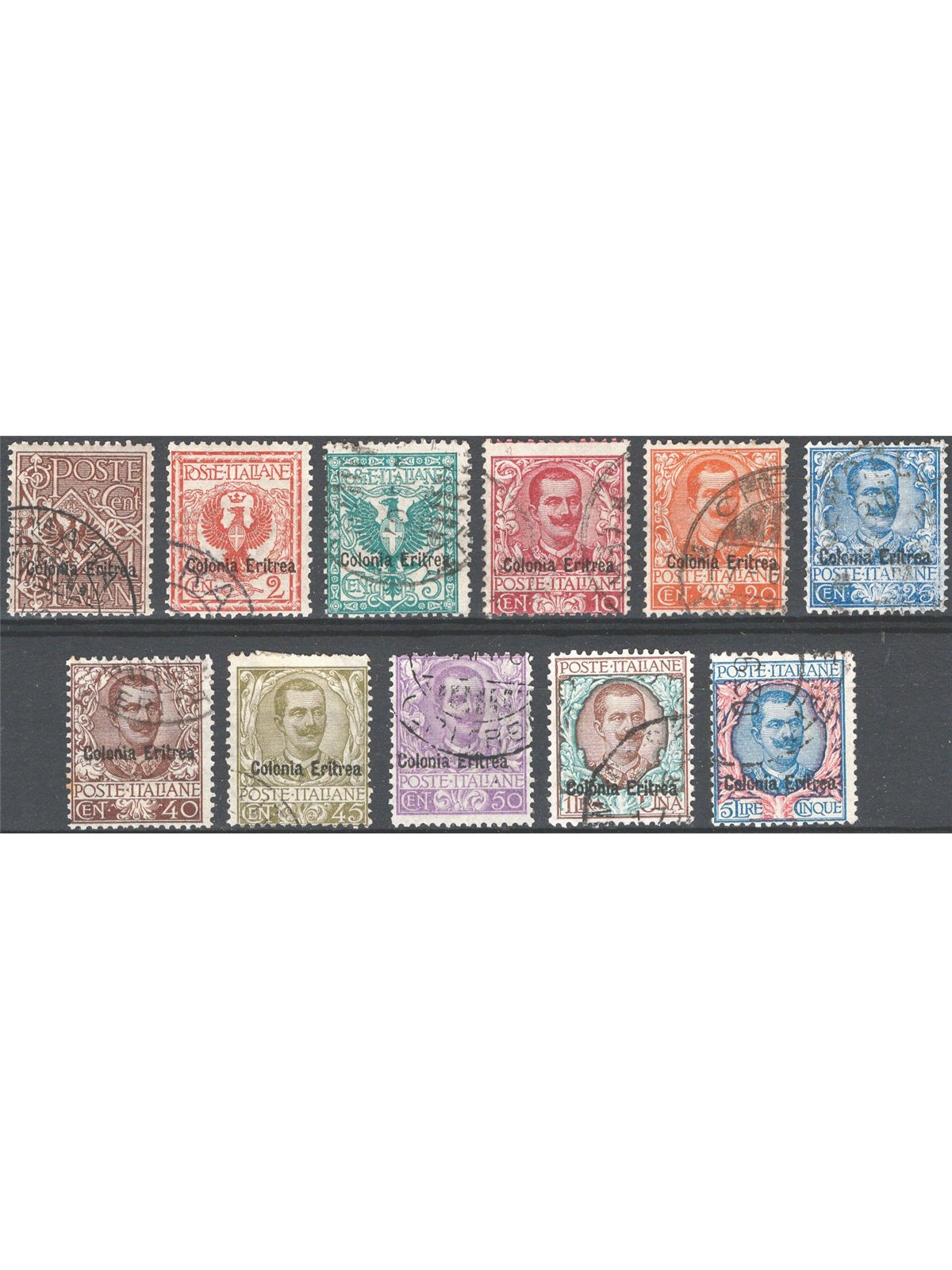 Eritrea 1903 Floral overprint series no. 19/29 Cat. €160 (U)