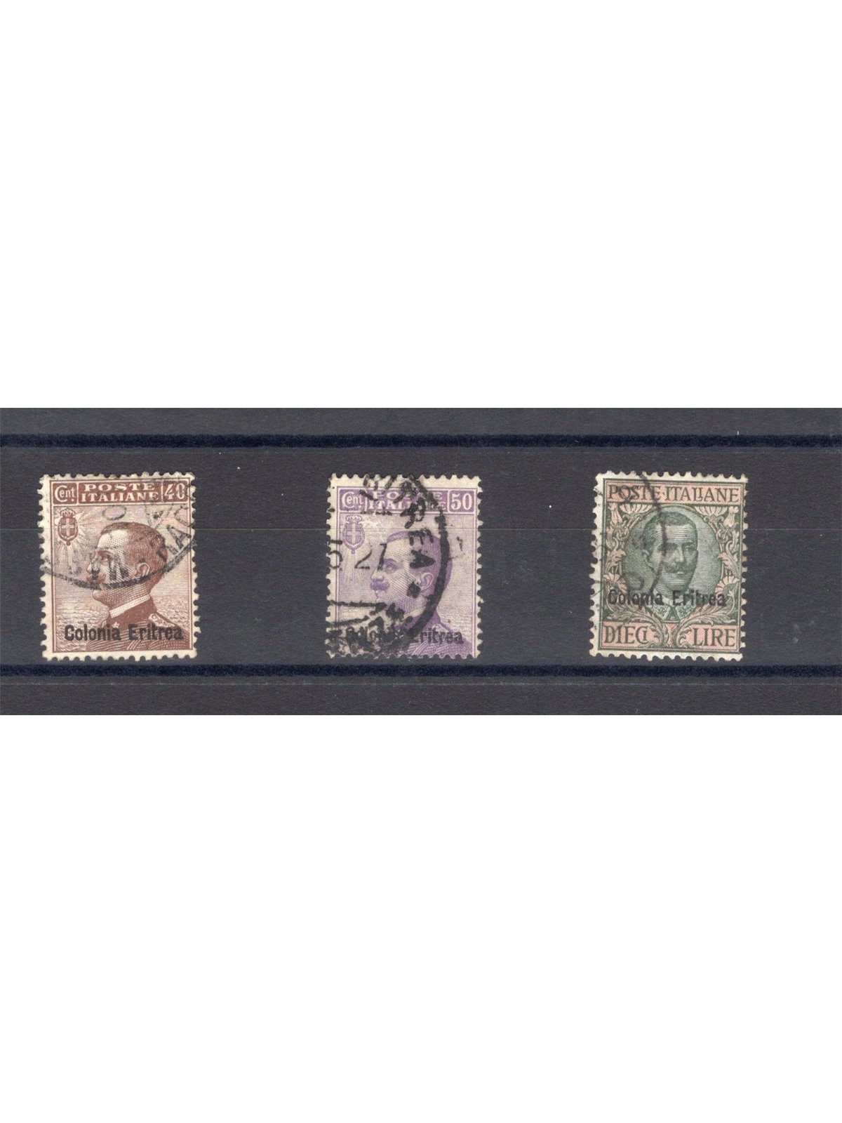 Eritrea 1916 Michetti e Floreale serie n° 38/40 Cert. Biondi Cat. € 1.200 (U)