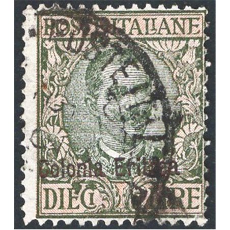 Eritrea 1916 Floreale 10 £ soprast. n° 40 Cert. CiBaFil Cat. € 1.150 (U)