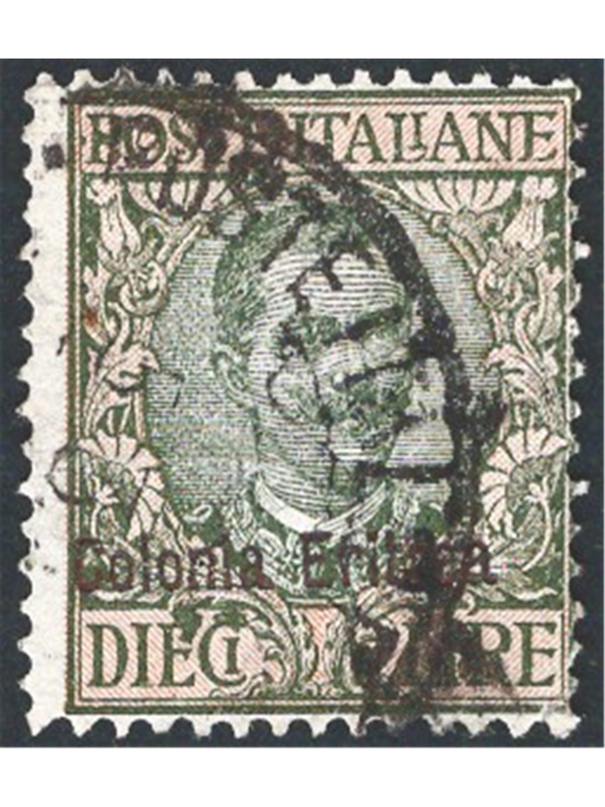 Eritrea 1916 Floreale 10 £ soprast. n° 40 Cert. CiBaFil Cat. € 1.150 (U)