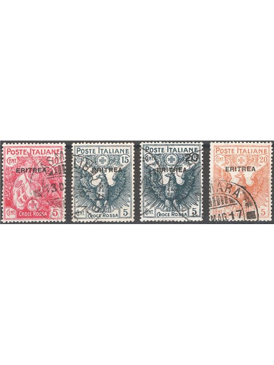 Eritrea 1916 Red Cross series no. 41/44 Cat. €160 (U)