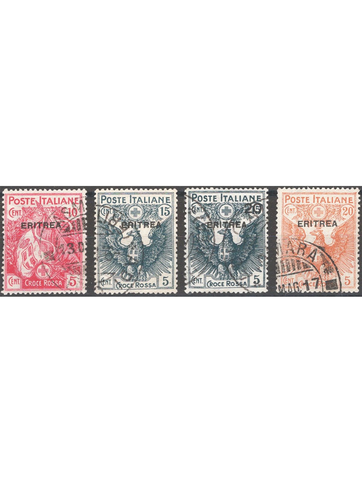 Eritrea 1916 Croce Rossa serie n° 41/44 Cat. € 160 (U)