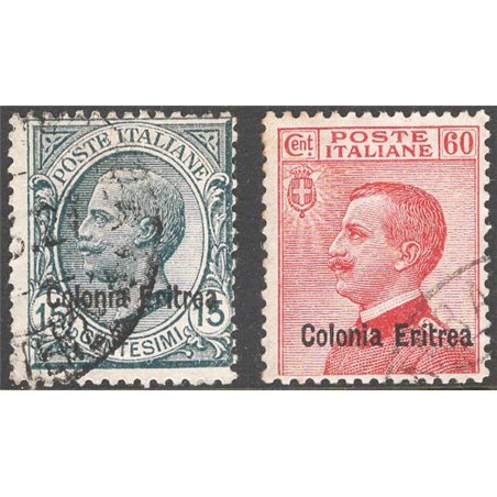 Eritrea 1918/20 Soprast. “Colonia Eritrea” 15 c. e 60 c. serie n° 47/48 Cat. € 55 (U)
