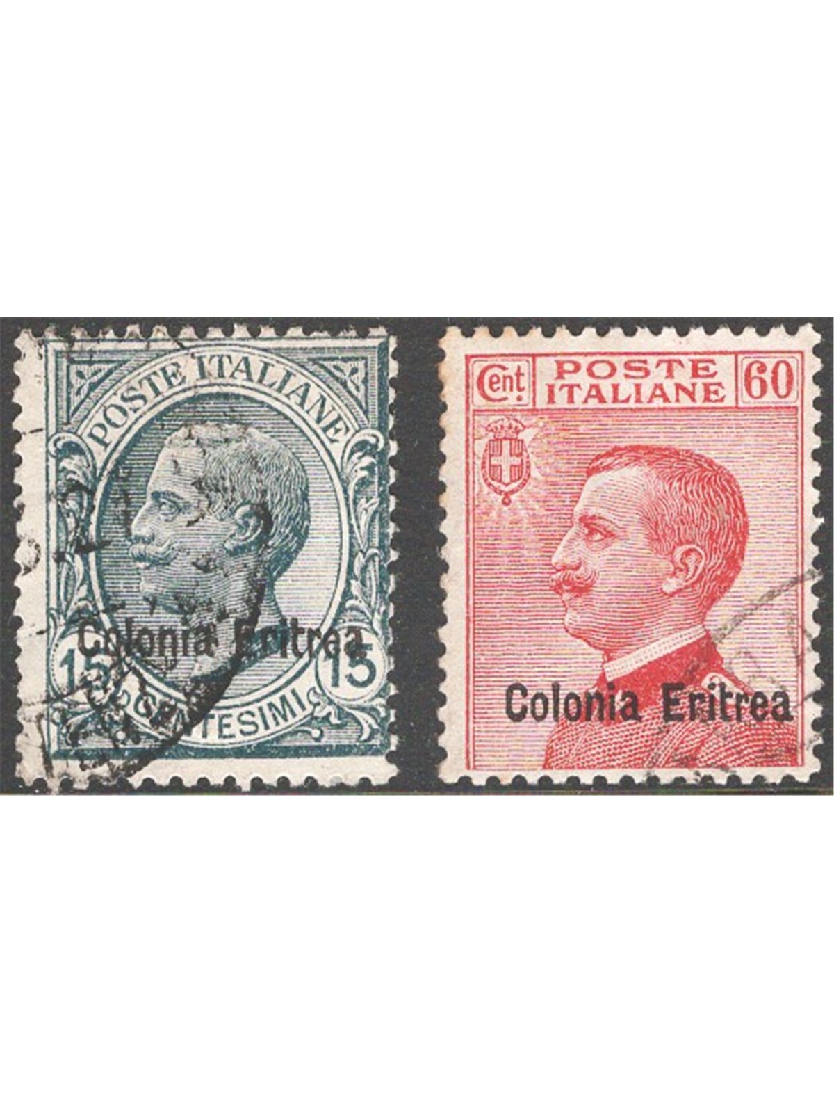 Eritrea 1918/20 ‘Colonia Eritrea’ overprint 15 c. and 60 c. series no. 47/48 Cat. €55 (U)
