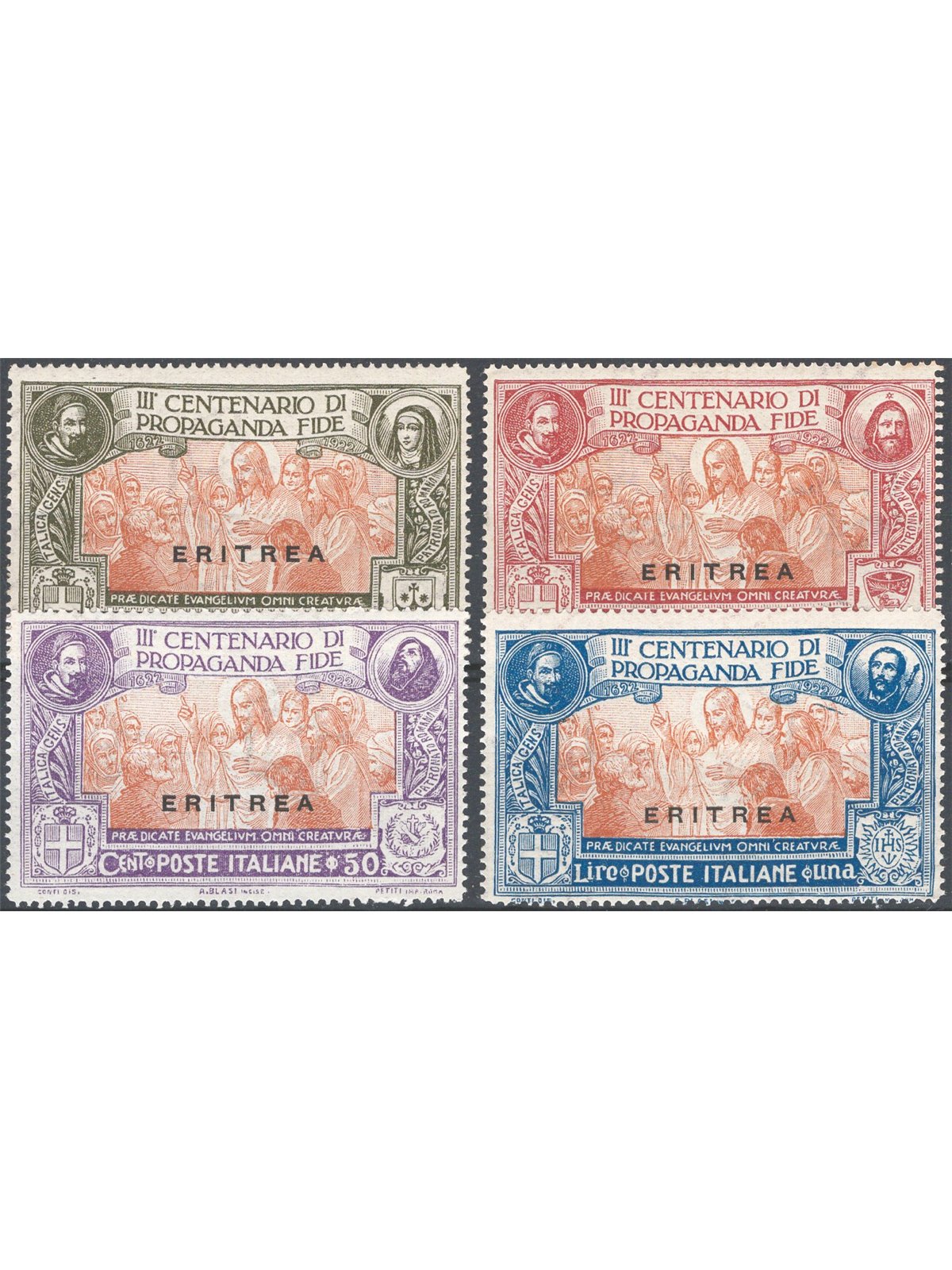Eritrea 1923 Propaganda Fide series nos. 61/64 Cat. €150 (**)
