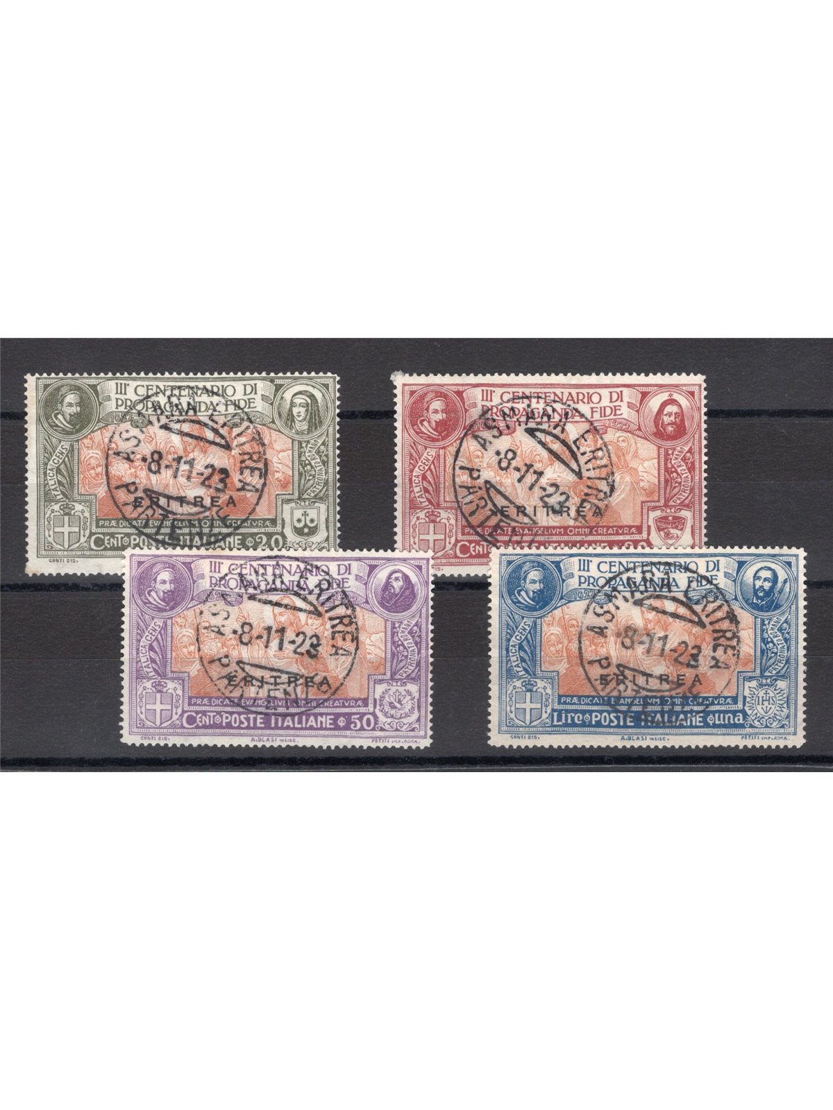 Eritrea 1923 Propaganda Fide serie n° 81/84 Cert. CiBaFil Cat. € 350 (**)