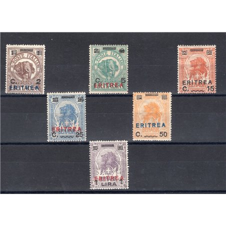 Eritrea 1924 Overprints in various colours series no. 80/86 Cat. €300 (**)