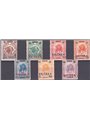 Eritrea 1924 Soprast. in vari colori serie n° 80/86 Cat. € 120 (*)