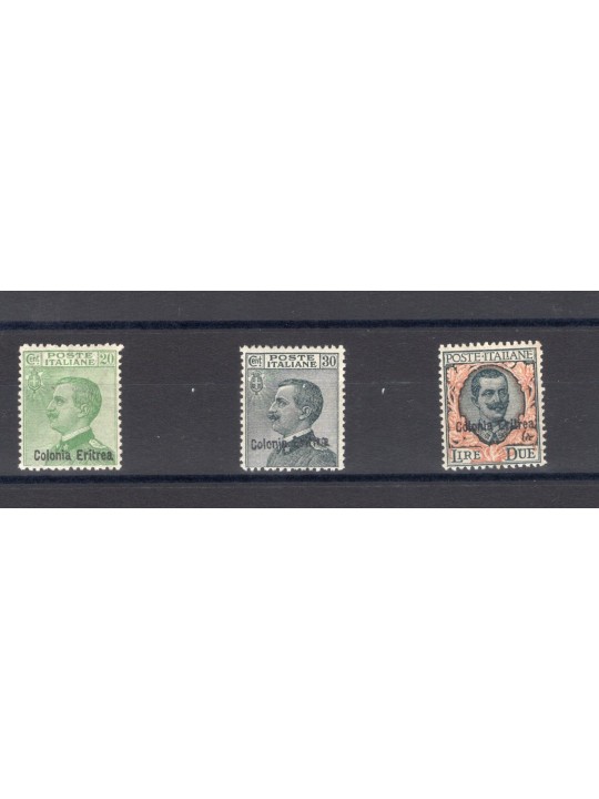 Eritrea 1924 Overprint series nos. 93/95 with excellent centring Biondi Cert. Cat. €2,100 (**)