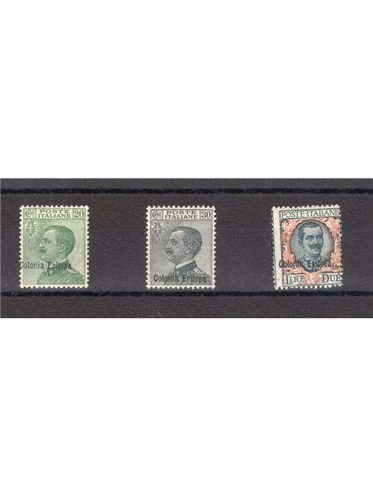 Eritrea 1924 Overprint series nos. 93/95 Biondi certificate Cat. €700 (**)