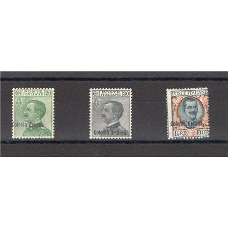 Eritrea 1924 Soprast. serie n° 93/95 Cert. Biondi Cat. € 700 (**)
